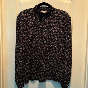 Loft turtleneck blouse puff sleeve stretchy feel